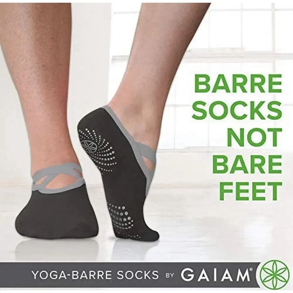 GAIAM 2-Pack Grippy Yoga Barre Athletic Socks Purple Size Womens 5-10 & Mens 4-9